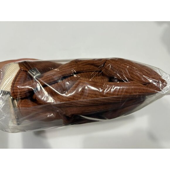 Prite Women Brown Corduroy Large Hobo Shoulder Crossbody Tote Bag With Pockets - Picture 10 of 12